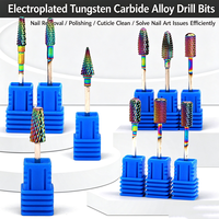 Embouts de perceuse à ongles en alliage électroplaqué, têtes de polissage plaquées or et colorées, outils de manucure électriques