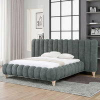 Neues Verstellbares Gepolstertes Plattformbett Modernes King-Size Doppelbett Massivholz Kiefernholz Bettgestell Luxuriöses Weiches Schlafzimmer-Möbelset 1