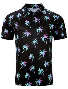 Polo de golf performant avec motif sublimé et évacuation de l'humidité, t-shirts de golf extensibles dans les 4 sens pour hommes, design à la mode personnalisé - Product Image 3