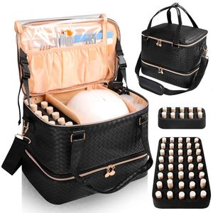 Free Sample Custom Double Layer Travel <b>Makeup</b> Organizer <b>Case</b> Pink Large <b>Makeup</b> Cosmetic Bag with 3 Removable <b>Case</b> - Product Image 6