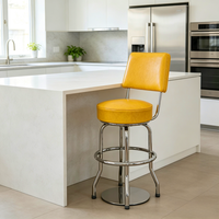 Tabouret de bar pivotant à 360° avec siège rembourré en PU et PVC, base en métal chromé avec dossier, pour bistrot, snack-bar, café, zone de divertissement