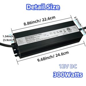 ETL Listed 300W <strong>Power</strong> Supply AC 100-130V 12V DC Converter Transformer <strong>Adapter</strong> for Outdoor IP67 <strong>LED</strong> <strong>Strips</strong> Surveillance Industry - Product Image 3