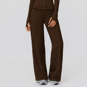 5502 femmes décontracté jambe large <span class=keywords><strong>taille</strong></span> haute pantalon <span class=keywords><strong>doublé</strong></span> <span class=keywords><strong>polaire</strong></span> chaud solide Sports de plein air course Leggings - Product Image 4