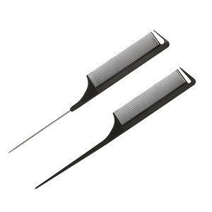 Private Label Professional Salon Dressing Tool Carbon antistatico Hair Barber Long Steel Tail Thin Teeth Braid Comb - Product Image 3