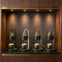 Lampe chauffe-cire vintage personnalisable en métal avec abat-jour, en laiton, hauteur réglable, base en bois massif, pour cire parfumée