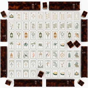 Ensemble de Mahjong Américain de Luxe en Gros, Motif Léopard Blanc <span class=keywords><strong>Lotus</strong></span>, avec Tuiles en Acrylique, Fournitures Professionnelles pour Table de Jeu - Product Image 2