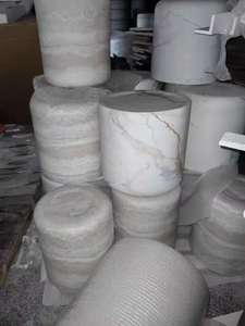 Phong cách hiện đại Vòng <span class=keywords><strong>oval</strong></span> đá cẩm thạch đá travertine Bàn cà phê với xi măng bên chân bê tông trung tâm bảng - Product Image 5