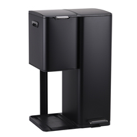 Poubelle de cuisine rectangulaire à 3 compartiments, 60L, en acier inoxydable, revêtement en poudre noir, nouvel article, WBS120L60