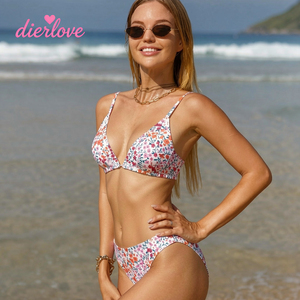 Frisse bloemen bikini set dames tweedelig badpak driehoek top en broekje strandkleding zomer zwemkleding fabriek dropshipping groothandel - Product Image 4