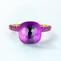Nouveauté, vente chaude, bagues de haute joaillerie, pierre naturelle incrustée, pierres précieuses multicolores, plaqué or, argent S925, bague en diamant