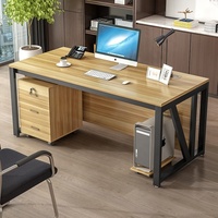 Bureau de direction moderne avec armoire mobile à 3 tiroirs et structure en acier en forme de V pour bureau à domicile ou salle d'étude