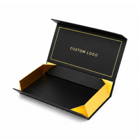 Boîte cadeau pliable en carton rigide noir mat de luxe avec logo personnalisé de qualité supérieure, fermeture magnétique, vide