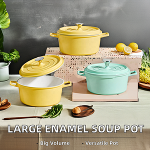 Marmite à soupe émaillée binaurale de 18cm de <span class=keywords><strong>grande</strong></span> capacité, batterie de cuisine <span class=keywords><strong>en</strong></span> <span class=keywords><strong>fonte</strong></span> antiadhésive, casserole universelle multifonctionnelle classique - Product Image 3