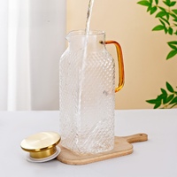 Pichet en verre borosilicate martelé en gros, grande capacité, épais, pour eau froide, compatible cuisinière, théière en verre