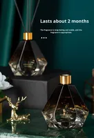Diffuseur de parfum artisanal sans alcool Zuohe 100 ml en verre noir élégant avec bouteille en cristal gris, parfum longue durée 30-60 jours