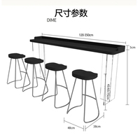 Comptoir de bar en bois massif acrylique, plateau noir avec bordure, tabouret de bar flottant transparent commercial pour fenêtre