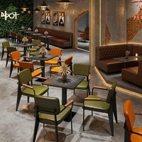 Meubles de restaurant de style rétro, canapé avec table et chaises pour la restauration commerciale, canapé, table et chaises pour café