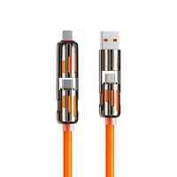 Kabel Pengisian Daya 3-in-1 Standar 1M Silikon 3A Pengisian Cepat USB 3.0 Konektor Konduktor Tembaga Berlapis Timah untuk iPhone Micro/Type-C