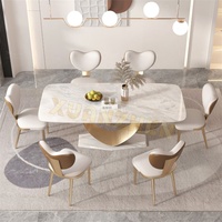 Ensemble de table à manger moderne en forme de cœur doré Xuanzhen, table à manger en marbre pour 6 personnes, ensemble de table à manger pour la maison