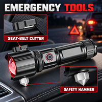 Marteau de sécurité rechargeable en alliage d'aluminium étanche IP67, lampe torche LED d'urgence pour véhicule, extérieur, avec chargement USB