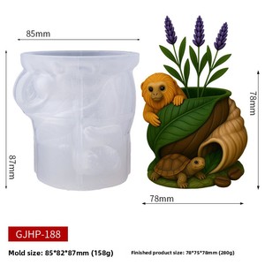 Moule en silicone pour la création de tasses de rangement en résine, pots de fleurs et ornements DIY, avec motif de tortue et singe en symbiose - Product Image 6
