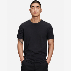 T-shirt en coton noir uni pour homme, manches courtes, col rond, coupe classique, jersey décontracté, lavable en machine - Product Image 1