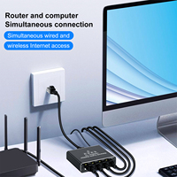 Divisor Ethernet Gigabit 1x4 con Adaptador de Corriente Tipo-C de 5V CC, Soporte de Red RJ45 de 1000Mbps para Transmisión de 100m en Hogar/Oficina