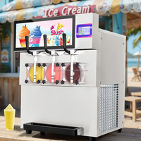 Machine à slush et milk-shake professionnelle 1/2/3 bacs, automatique, pour yaourt glacé, avec écran LED, pour café et salon de thé