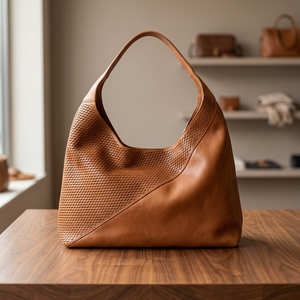 Pochette Minimaliste Marron en Cuir Véritable pour Femme, Personnalisable, Grande Capacité, Double Poignée, Bandoulière Amovible, Saint-Valentin - Product Image 1
