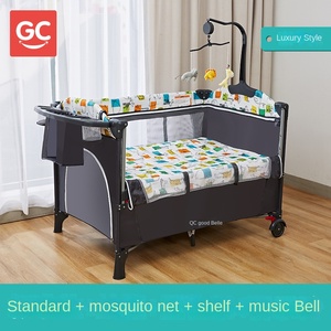 BELLE plastique mobile épissure <span class=keywords><strong>lit</strong></span> pliable berceau Portable nouveau-né <span class=keywords><strong>lit</strong></span> de chevet bébé Shaker - Product Image 2