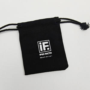 Pochette en toile biodégradable noire avec cordon de serrage, logo de marque de luxe, haute qualité, pour maquillage, sacs à main, bijoux, pochette en coton - Product Image 2