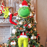 Peluche de Noël Grinch verte en gros, jouet en peluche de dessin animé Grinch, ornement de Noël, décoration de l'arbre, bras d'elfe, monstre en fourrure, poupée