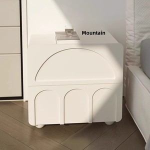 Cream Style Bedside Table White Modern Minimalism Multi-functional <strong>Panel</strong> Small Bedroom Storage Furniture - Product Image 4