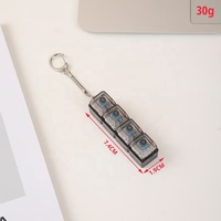 Porte-clés clavier créatif et flexible anti-stress, 4 touches, boutons mécaniques transparents, série de couleurs macaron lumineuses, pendentif