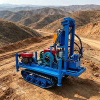 Foreuse mobile compacte bleue pour puits d'eau avec moteur électrique/diesel et jeu de trépans haute productivité