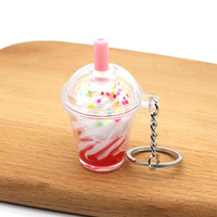 Porte-clés de café crème glacée mignon créatif Boba boissons à bulles porte-clés