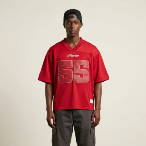 T-shirt de football américain surdimensionné personnalisé, style boxy, unisexe, streetwear, t-shirt pour femme, streetwear en mesh, t-shirt de rugby - Product Image 2