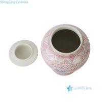 RZKY58-C Grosir Guci Porselen Motif Bunga Pink Biru Gaya Chinoiserie, Ukuran Sedang, Hiasan Tengah Meja Dekoratif
