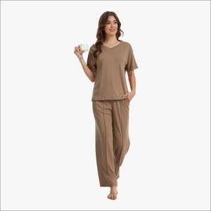 Pijamas de Bambú Personalizadas al por Mayor de Marca Privada, Conjunto de Pijamas Largos y Suaves para Mujer, Ropa de Dormir, Conjuntos de Loungewear para Mujer - Product Image 2