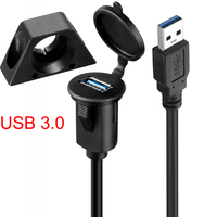 Bochara-Panel de montaje empotrado USB3.0 USB2.0 macho a hembra, resistente al agua, Cable blindado para salpicadero de coche