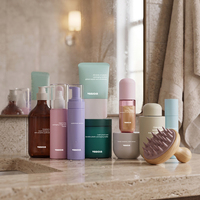 Flacon pulvérisateur vide rechargeable en PET ambré de 300 ml et 500 ml avec pulvérisateur à gâchette et pompe pour les ensembles de savon liquide et de lotion