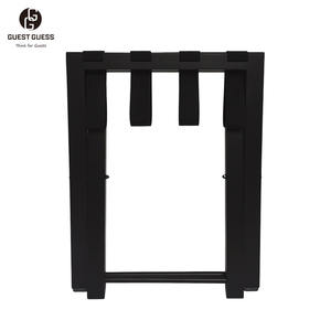 Guesr <span class=keywords><strong>Guess</strong></span> Porte-bagages portable en bois de hêtre de 5cm d'épaisseur Pliable de haute qualité Noir Chambre à coucher Hôtel Étagères de rangement Étagères - Product Image 2