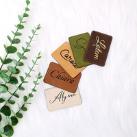 Patchs en similicuir rectangulaires vierges personnalisables avec logo, en cuir PU thermocollant pour chapeaux, avec adhésif, vente en gros