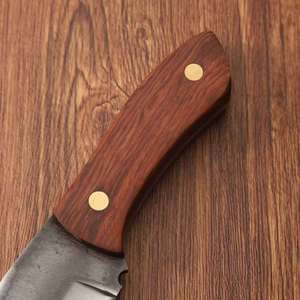 <span class=keywords><strong>Couteau</strong></span> à lame fixe au look forgé avec manche en bois de rose, <span class=keywords><strong>couteau</strong></span> droit vintage de chasse et de survie, acier 5Cr15MoV, outil de camping en plein air - Product Image 5