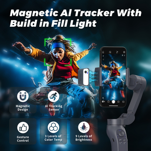 Cầm tay 3 cho trục chống rung có thể gập lại Gimbal ổn định chân máy nhựa cho vlog điện thoại di động & Video Camera nhà máy cung cấp - Product Image 2