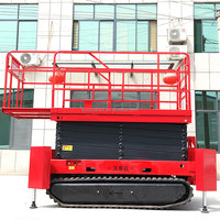 Plateforme élévatrice à ciseaux électrique hydraulique sur chenilles de 250 kg, 300 kg, 500 kg avec transmission par chenilles pour travaux en hauteur