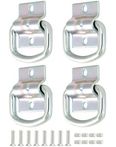 Nouveau lot de 4 anneaux en <span class=keywords><strong>D</strong></span> robustes, attaches <span class=keywords><strong>d</strong></span>'ancrage en acier galvanisé, anneaux de fixation pour cargaison, vis de montage, charge maximale de 3500 lb - Product Image 2