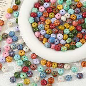 New Chinese Style Glazed Oil Painting Effect Abacus Shape Ceramic <b>Beads</b> for Home Decor Accent Display - Product Image 1