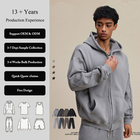 Sudadera con capucha con doble cremallera, oversize, hombros caídos, vintage, lavado a la piedra, 400G, peso pesado, borde sin rematar, unisex, streetwear, personalizada