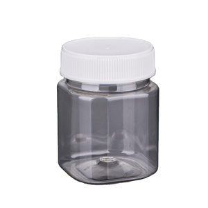 Food Grade Baby Food Jars In Bulk 250g PET Square Clear Plastic Nut Jar